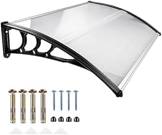 Door Canopy, Waterproof Front Door Canopy, 120 * 80 * 23cm Garden Canopies, Rain Awning Suitable for Door Porch, Outdoor, Roof, Patio (Black)