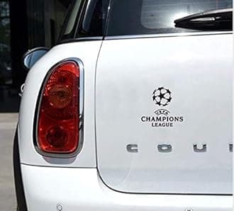 ISEE 360®UEFA Champions League Reflective Glasses car Sticker Fashion Decor Styling Vinyl Decals Black L x H 12.00 Cm x 12.07 Cm