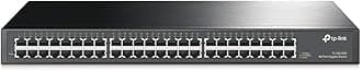 TP-Link 48 Port Gigabit Ethernet Switch | Plug and Play | Sturdy Metal w/ Shielded Ports | Rackmount | Fanless | Traffic Optimization | Unmanaged (TL-SG1048) , Black