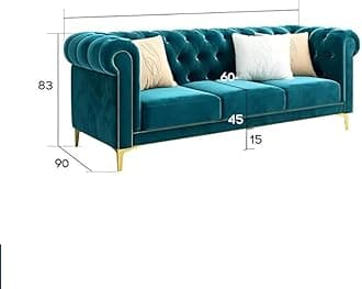 Sky Rise Decor Modern Classic Sofa Couch Fabric & Valvet Tufted Chesterfield Sofa Living Room and Office (Brown & Beige 3 Seater)