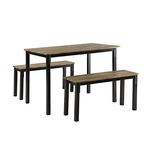 4D Concepts Boltzero Dining Table with 2 Benches, Walnut Brown