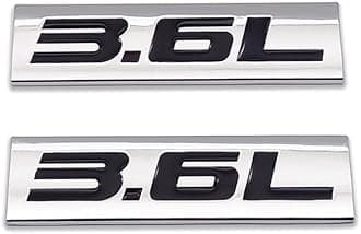 2X Chrome Metal 3.6L Logo Car Emblem Premium 3D 3.6 V6 Badge Auto Door Fender Sticker Side Wing Decal (3.6L,Silver&Black)