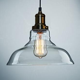Filament Light Bulb B22 Edison Vintage Chandelier Ceiling Room Dinner Hall Club Pub Restaurant Modern Vintage Light Glass Shade Ceiling Pendant Lamp Fixture (Glass Shade + Bulb (B22)) [Energy Class D]