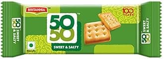 Britannia Crackers 50 50 Sweet and Salty Biscuit 2.19oz (62g) - Delicious, Light & Crispy Grocery Cookies - Best Treat for Friends & Family (Pack of 24)