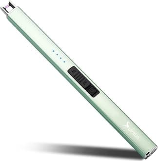 Electric Lighter Arc Windproof Flameless USB Rechargeable Lighter with Safety Lock for Candle BBQ Camping (Green)