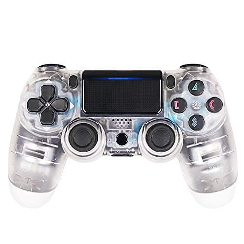 Wireless Controller for PS4 - Remote for Playstation 5 with Charging Cable, (Transparent White),New Model