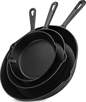 Utopia Kitchen [3 Piece] Pre-Seasoned Cast Iron Skillet Pan - 6", 8" and 10" Cast Iron Frying Pans