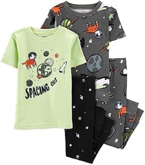 Carter's 4-Piece Toddler and Baby Boy's Snug fit Cotton Pajamas (Spacing Out, 2T)