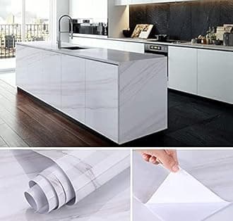 Starlite Enterprises White Self Adhesive Wallpaper for Living Room, Door, Cupboard, Fridge, Wall, Tabletop, Floor & Etc Interior & Renovation Project(White Shades,2 x 25 Feet)