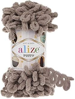 Alize Puffy Knitting Yarn 100 g, Patented Innovation, Loop Knitting without Needles, Colour: 530 Beige