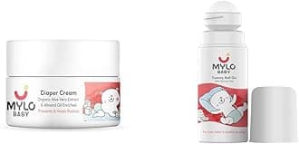 Mylo Baby Natural Diaper Rash Prevents - 50 gm & Mylo Baby Tummy Roll On (40ml) Heals Cream Formula Gentle | Made Safe Certified | with Hing & Saunf | Relieves Gas & Colic | Reduces Acid Reflux