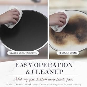 Baker's Friend - Indoor Electric Pizza Oven, 12 Inch Pizza Machine for Home, Pizza Cooker and Pizza Grill, Premium Glazed Ceramic Stone Pizza Oven