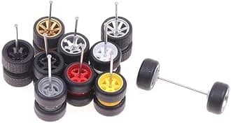 8 Pcs Sliver Wheels Rims Tires Set Alloy,Scale Alloy Wheels Rubber Tires,Model Alloy and Accessories Tires Wheel Rubber, Wheels and Tires 1:64 Wheels