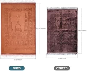 Z&Z living Space Muslim Prayer mat Extra Soft and Thick Padded Rug for Eid Travel Ramadan Islamic Gift and Great for Knees and Forehead