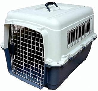 Smart Pups IATA Approved Plastic Flight Cage for Pets, Dog Flight Cage - Grey & White (22 inch Flight cage)