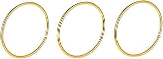14K Gold Nose Ring Hoop for Women, Thin Nose Piercing jewelry (Gold, 3pcs- 8mm 22 gauge)