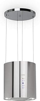 Barett island cooker hood - kitchen extractor fan, extractor hood , Ø 35cm , 190 W Motor , Max. 560 m³ / h Circulating Air , 3 Power Levels , LED Cooking Surface Lighting , Steel - Silver