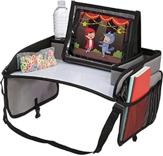 Lusso Gear Lap Tray for Toddler and kids, Table Tray for Travel, Car Seat, Airplane, Desk Essential Accessories and Road Trip Activities (Gray)…