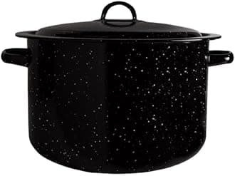 Granite 12 Qt Stockpot, Nonstick Soup Pot With Lid, Speckled Enamel Ware Cookware, Large Stock Pot For Boiling and Cooking, Big Granite Cooking Pot for Stovetop, Campfire, Outdoor Stove