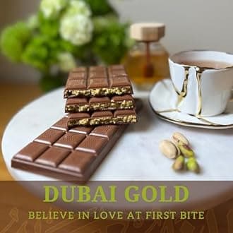 DUBAI GOLD MILK | Luxury Kunafa Pistachio Chocolate Bar 4.6oz | Gourmet Kataifi Dessert with Belgian Milk Chocolate, Pistachios & Manuka Honey | Freshly Made in California