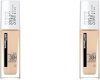 MaybellineNew York Foundation, Superstay Active Wear 30 Hour Long-Lasting Liquid Foundation, Lightweight Feel, Water, Sweat and Transfer Resistant, 30 ml, Shade: 03, True Ivory (Pack of 2)
