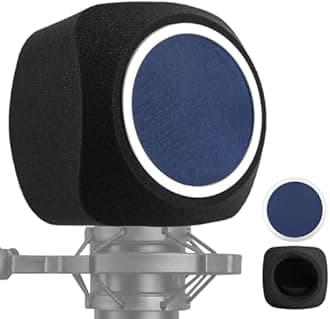 Microphone Isolation Shield,Microphone Wind Shield with P-op Filter Vocal Isolation Booth Portable Equipment Filter Out Noise for Recording Studios, Singing, Live Stream(Blue)