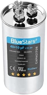 40+10 uf 370-440VAC ±5% Volts Round Run Start Capacitor Electric Replacement Part by BlueStars - Exact Fit for HVAC, Air Conditioners, Heat Pumps