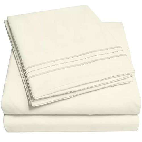 Sarah Ashley Elegante' 1800 Bedding Collection Solid 4pc Bed Sheet Set – Full Size, Ivory