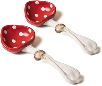 Cute Mushroom Spoons - Soup Spoon Set of 2, Safety Matt Ceramics - Use for Dessert, Breakfast, Soup.