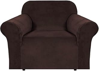 Stretch Velvet Armchair Cover Couch Covers 1 Cushion Chair Slipcover for Living Room Furniture Cover Crafted from Thick Comfy Rich Velour (Chair 31"-49", Chocolate)