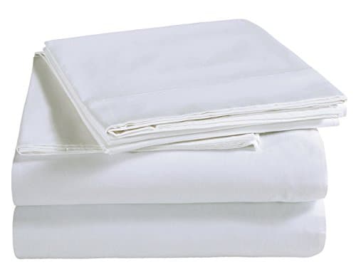 Bresanon 600 Thread Count 100% Extra-Long Staple Cotton Sheet Set, Queen Sheets, Luxury Bedding, Queen Sheets 4 Piece Set,Smooth Sateen Weave, White