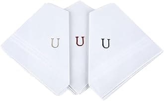 Initial Handkerchief for Men, Monogrammed Boxed 3 Piece Set,100% Cotton