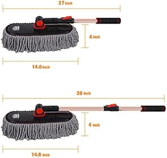Car Dust Brush Set, Extendable Handle, Large and Small Car Brushes Remove Dust Exterior Interior of Cars and Trucks. Multifunctional Dust Collector, Microfiber,Non-Scratches, 2-Pack