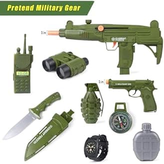 Tacobear Soldier Military Costume for Kids Boys Ages 3-9 Halloween Dress Up Role Play Set with Toy Accessories