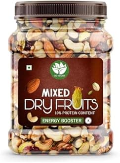 Go Vegan Healthy Nutmix 250gm, Dried Almonds, Black Raisins, Cashewnuts, Cranberries, Black Dates & Many More. (Jar Pack)