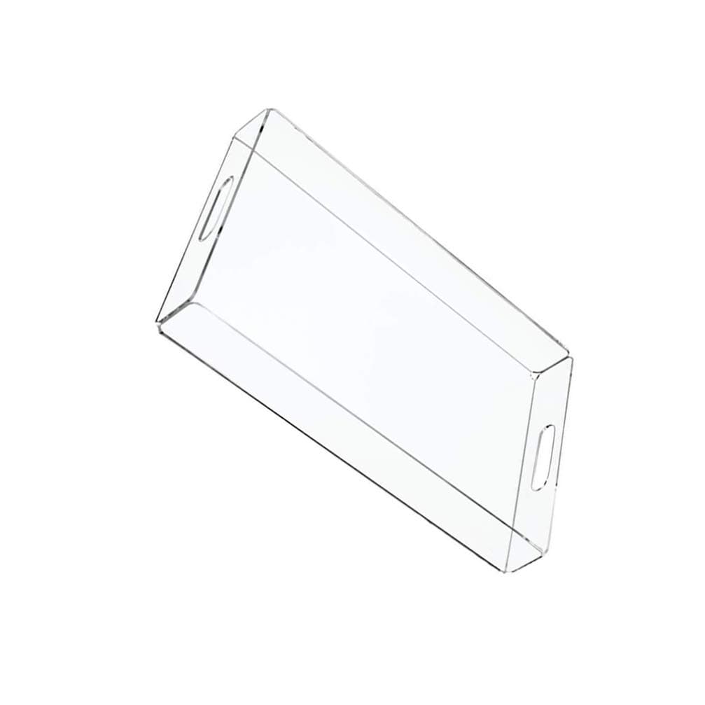BESTOMZClear Acrylic Serving Tray with Handles Spill Proof Stackable Organizer Food Drinks Server Jewelry Tray for Serving, Eating Breakfast Dessert Appetizer Picnic