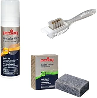 Pedag Suede Cleaner and Textile Color Restorer, 3 pc Cleaning and Care Kit for Shoes and Boots, Made in Germany, Neutral Color