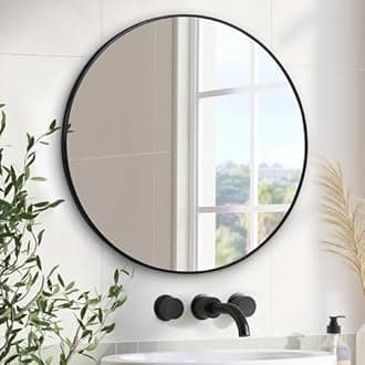 Americanflat 50 cm Aluminium Framed Black Round Mirror for Wall - Circle Mirror for Bedroom, Entryway, and Living Room Wall Decor - Black Bathroom Mirror with Hanging Hardware Included