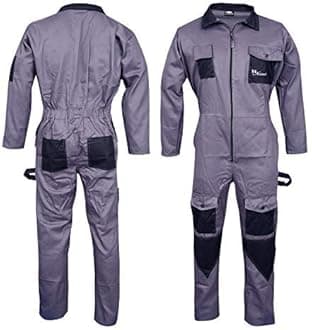 NORMAN Grey Men's Coveralls Boiler Suit Overalls For Warehouse Mechanics Work wears