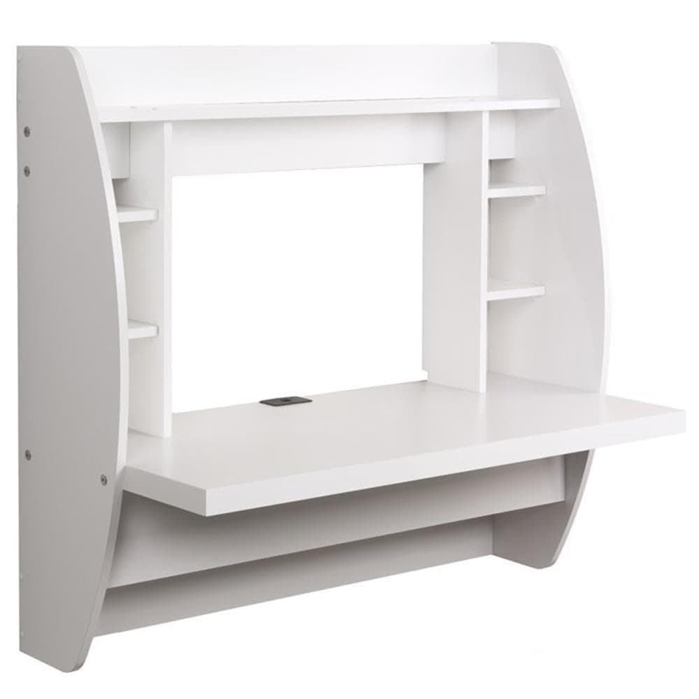 Prepac Floating Desk - Versatile Wall Mounted Desk for Small Spaces, Efficient Computer Desk with Storage, White Wall Desks, Perfect for Modern Homes