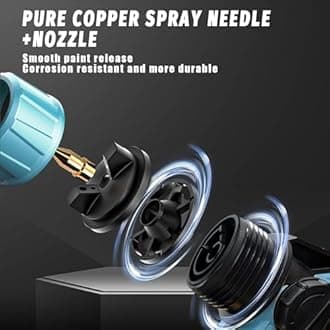 Paint Sprayer for Makita 3000mAH Battery*2 Cordless Paint Sprayer 3~20cm Painting Distance 3 Nozzles(1.0/1.8/2.5mm) Cleaning Kit 3 Patterns Handheld for Walls Ceilings, Fence, Wood