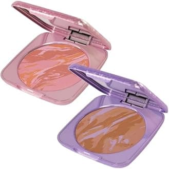 Whats Up Beauty - Cheeque Terre Duo (20 Serene Siena Blush, 20 Medium Bronzer) Clean Cruelty Free Vegan Natural Made in Italy Niacinamide Hyaluronic Acid Actives Cheek Makeup