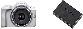 Canon EOS R50 Mirrorless Camera (White) + RF-S 18-45mm F4.5-6.3 IS STM Lens - 24.2MP, APS-C, 15fps & LP-E17 Battery Pack for EOS M3
