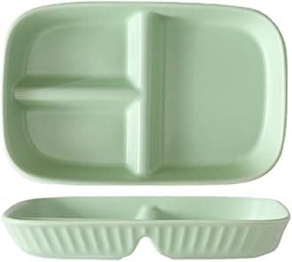 Adult Porcelain Compartment Plate, Portion Control Plate, 3 Diet Divided Plate, for Salad, Dessert, Noodle, Steak, Breakfast