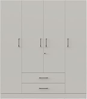 Wakefit Wardrobe | 1 Year Warranty | Engineered Wood Almirah, Cupboard for Clothes Storage | 4 Door, 1 Drawer, 1 Hanging Space | Organza Plus - Frosty White