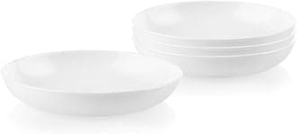 White Versa Bowls for Pasta, 4 Pack, 30oz Made in The USA | Easy to Clean Bowls are Lightweight | Resistant to Chips & Cracks| Dishwasher and Microwave Safe