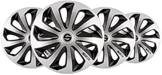 SparcoSicilia Wheel Covers, Silver/Black, Set of 4, 14"
