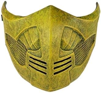 CrazyCatCos MK Game Mask, Jade/Sub-Zero/Kabal/Saibot/Scorpion/Smoke Resin Mask For Halloween Costume Accessory (Scorpion X)