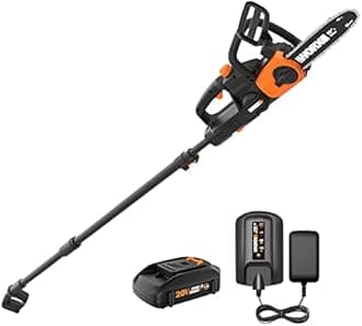 Worx WG323 20V 10" Cordless Pole/Chain Saw with Auto-Tension, Black