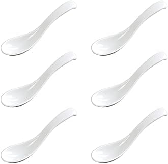 6 Pcs Soup Spoon Set Imitation Porcelain Egg Spoons White Imitation Porcelain Spoon for Soft-Boiled Eggs Coffee Tea Desserts for Home Kitchen or Restaurant